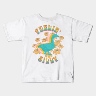 Silly Goose Shirt Funny Cute Groovy Retro Wavy Kids T-Shirt